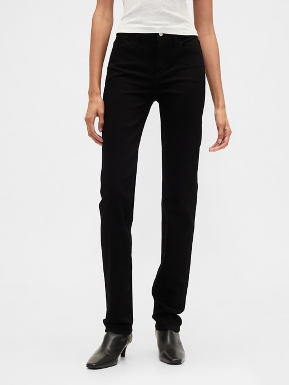 Gap Classic Mid Rise Straight Black Jeans Women Plus Size 35/20 Regular NWT